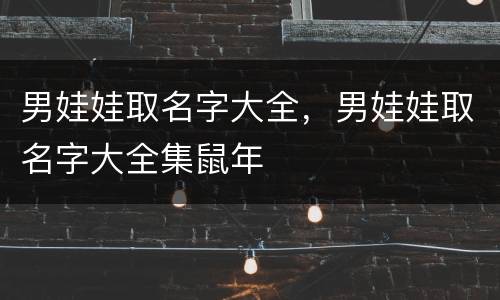 男娃娃取名字大全，男娃娃取名字大全集鼠年