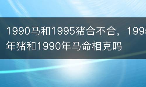 1990马和1995猪合不合，1995年猪和1990年马命相克吗