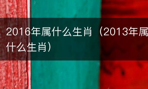 2016年属什么生肖（2013年属什么生肖）
