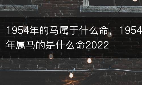 1954年的马属于什么命，1954年属马的是什么命2022