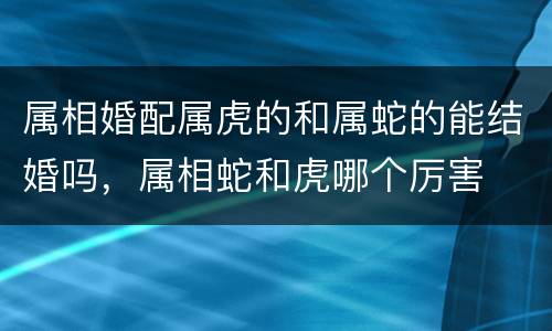 属相婚配属虎的和属蛇的能结婚吗，属相蛇和虎哪个厉害