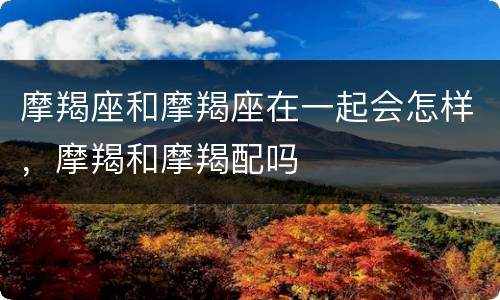 摩羯座和摩羯座在一起会怎样，摩羯和摩羯配吗