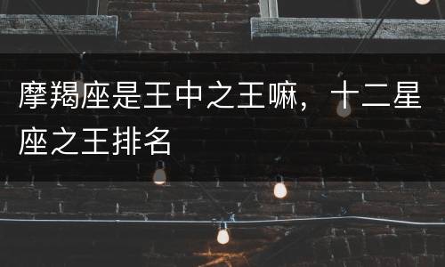 摩羯座是王中之王嘛，十二星座之王排名