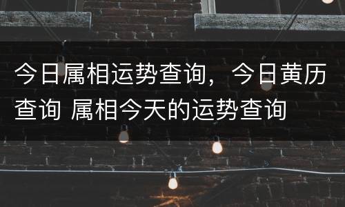 今日属相运势查询，今日黄历查询 属相今天的运势查询