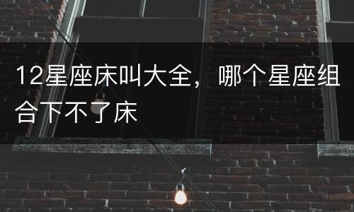 12星座床叫大全，哪个星座组合下不了床