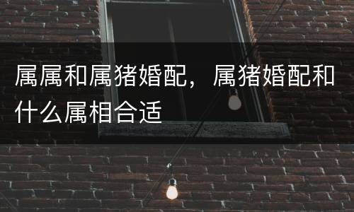 属属和属猪婚配，属猪婚配和什么属相合适