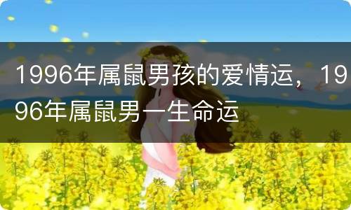 1996年属鼠男孩的爱情运，1996年属鼠男一生命运