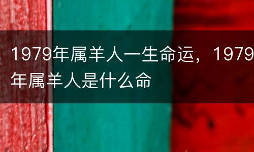 1979年属羊人一生命运，1979年属羊人是什么命