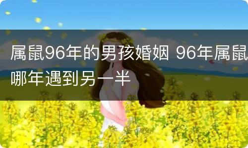 属鼠96年的男孩婚姻 96年属鼠哪年遇到另一半