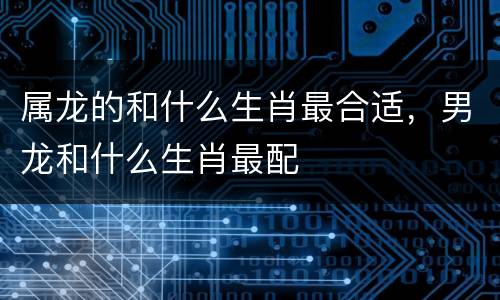 属龙的和什么生肖最合适，男龙和什么生肖最配