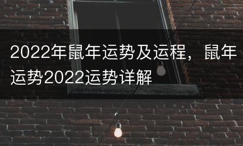 2022年鼠年运势及运程，鼠年运势2022运势详解
