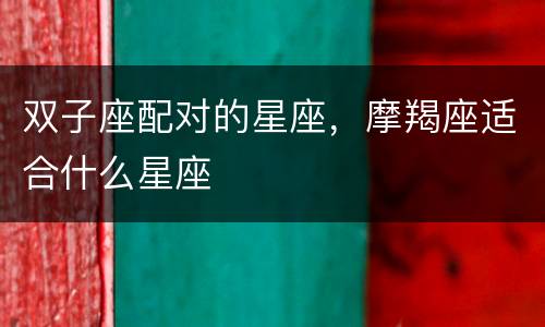 双子座配对的星座，摩羯座适合什么星座