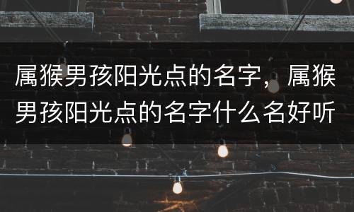 属猴男孩阳光点的名字，属猴男孩阳光点的名字什么名好听
