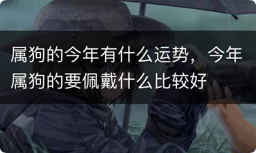 属狗的今年有什么运势，今年属狗的要佩戴什么比较好