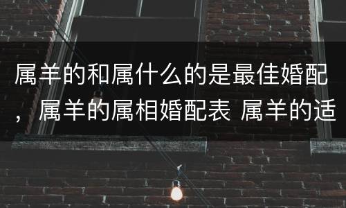 属羊的和属什么的是最佳婚配，属羊的属相婚配表 属羊的适合和什么属相相配