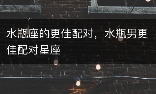 水瓶座的更佳配对，水瓶男更佳配对星座