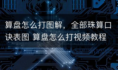 算盘怎么打图解，全部珠算口诀表图 算盘怎么打视频教程