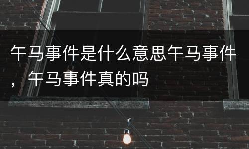 午马事件是什么意思午马事件，午马事件真的吗