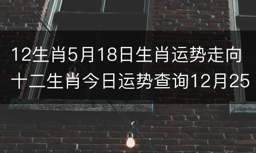 12生肖5月18日生肖运势走向 十二生肖今日运势查询12月25日