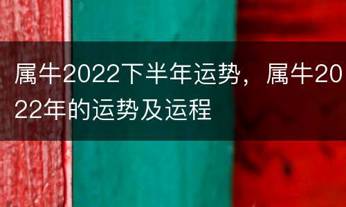 属牛2022下半年运势，属牛2022年的运势及运程