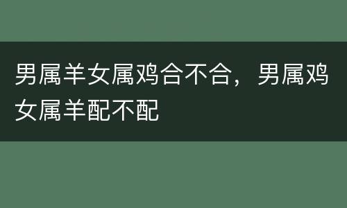 男属羊女属鸡合不合，男属鸡女属羊配不配
