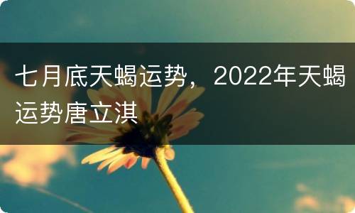 七月底天蝎运势，2022年天蝎运势唐立淇
