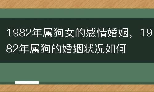 1982年属狗女的感情婚姻，1982年属狗的婚姻状况如何