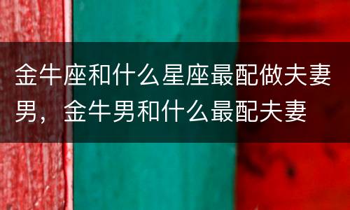 金牛座和什么星座最配做夫妻男，金牛男和什么最配夫妻