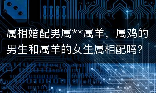 属相婚配男属**属羊，属鸡的男生和属羊的女生属相配吗？