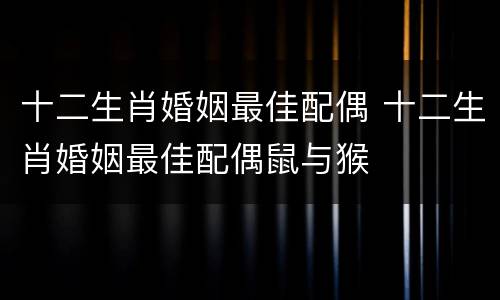 十二生肖婚姻最佳配偶 十二生肖婚姻最佳配偶鼠与猴