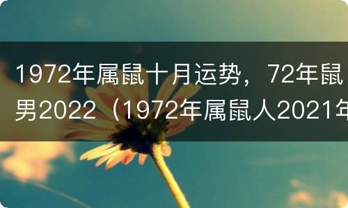 1972年属鼠十月运势，72年鼠男2022（1972年属鼠人2021年10月运势）