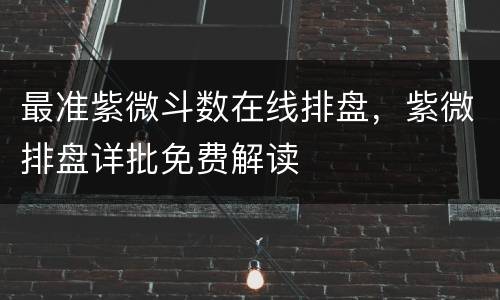 最准紫微斗数在线排盘，紫微排盘详批免费解读