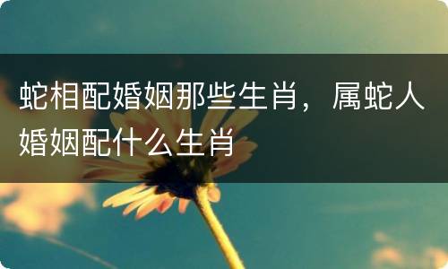 蛇相配婚姻那些生肖，属蛇人婚姻配什么生肖