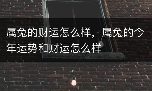 属兔的财运怎么样，属兔的今年运势和财运怎么样
