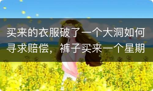 买来的衣服破了一个大洞如何寻求赔偿，裤子买来一个星期破了个洞可以申请售