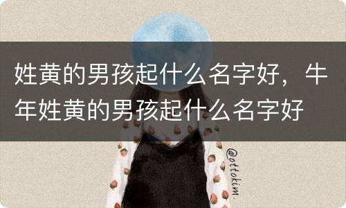 姓黄的男孩起什么名字好，牛年姓黄的男孩起什么名字好