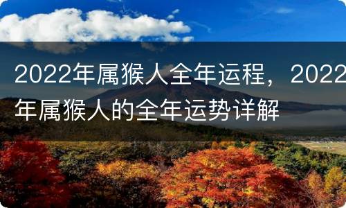 2022年属猴人全年运程，2022年属猴人的全年运势详解
