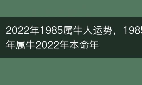 2022年1985属牛人运势，1985年属牛2022年本命年