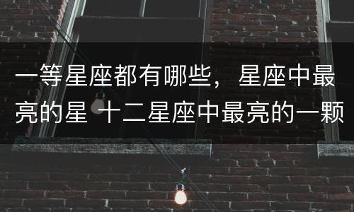 一等星座都有哪些，星座中最亮的星 十二星座中最亮的一颗星