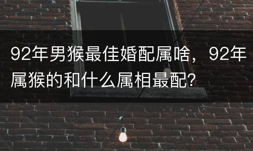 92年男猴最佳婚配属啥，92年属猴的和什么属相最配？