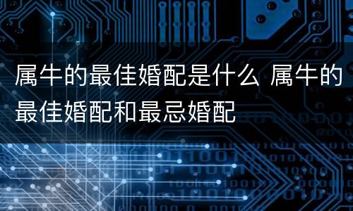 属牛的最佳婚配是什么 属牛的最佳婚配和最忌婚配