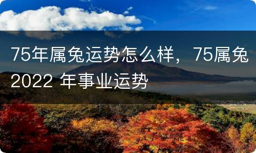75年属兔运势怎么样，75属兔2022 年事业运势