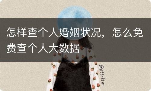 怎样查个人婚姻状况，怎么免费查个人大数据