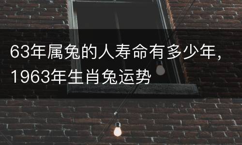 63年属兔的人寿命有多少年，1963年生肖兔运势