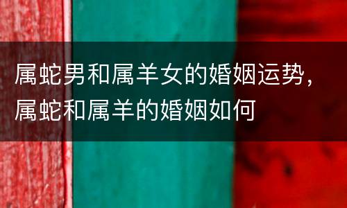 属蛇男和属羊女的婚姻运势，属蛇和属羊的婚姻如何