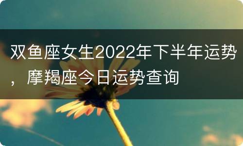 双鱼座女生2022年下半年运势，摩羯座今日运势查询