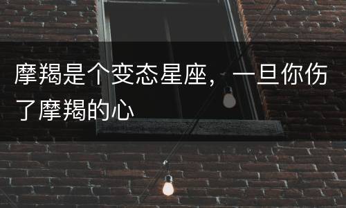 摩羯是个变态星座，一旦你伤了摩羯的心