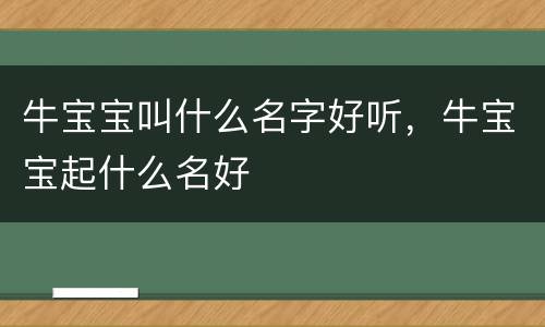 牛宝宝叫什么名字好听，牛宝宝起什么名好