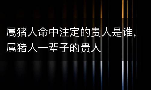 属猪人命中注定的贵人是谁，属猪人一辈子的贵人