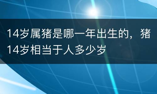 14岁属猪是哪一年出生的，猪14岁相当于人多少岁
